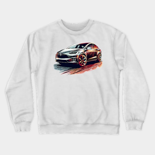 Tesla Model X Crewneck Sweatshirt by Vehicles-Art